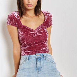 Forever 21 Velvet Berry Sweetheart Y2K Crop Top